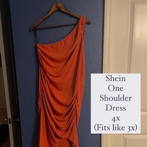 Shein one shoulder dress burnt orange